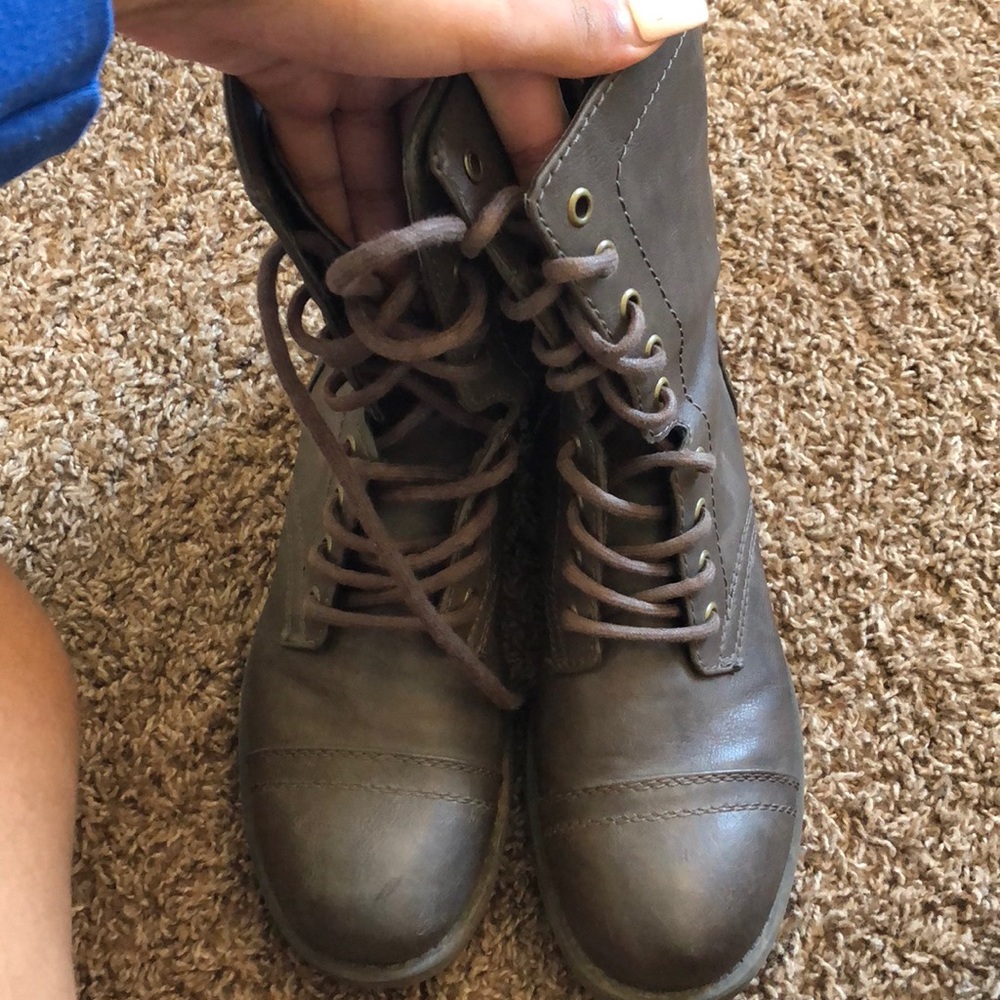 grey combat boots